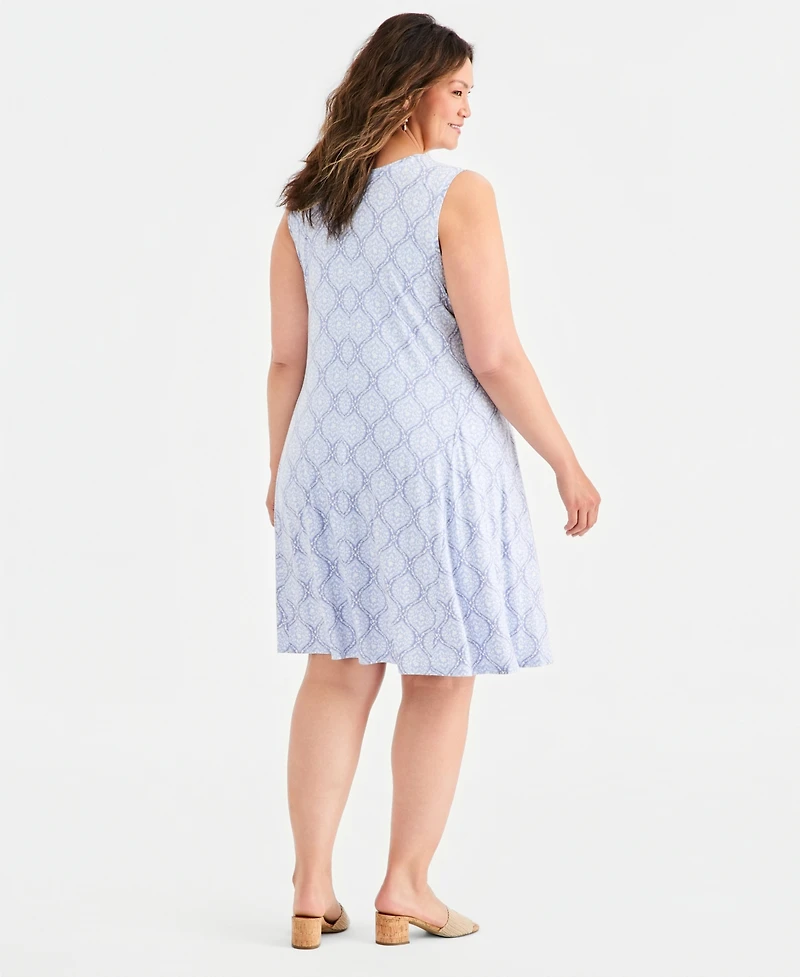 Style & Co Plus Size Sleeveless Printed Flip Flop Dress, Macy's Exclusive