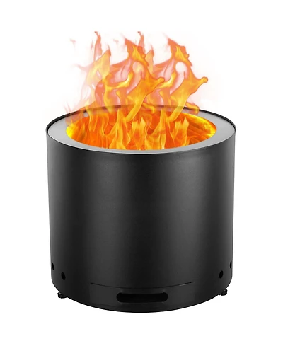 Ecooso 15 Inch Smokeless Wood Burning Fire Pit with Removable Ash Pan, Stainless Steel