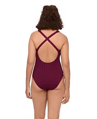 S3 Apparel Women's Scoop Neck X-Back Wide Rib One-Piece Swimsuit