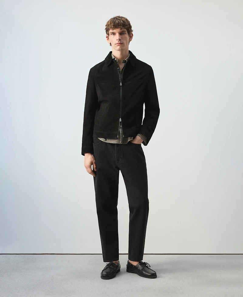 Mango Men's Suede Leather Zipper Jacket