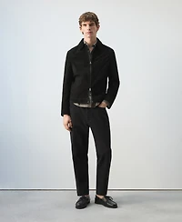 Mango Men's Suede Leather Zipper Jacket