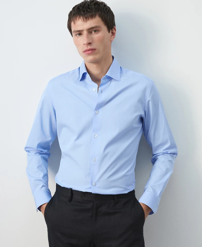 Mango Men's Cotton Striped Slim-Fit Shirt