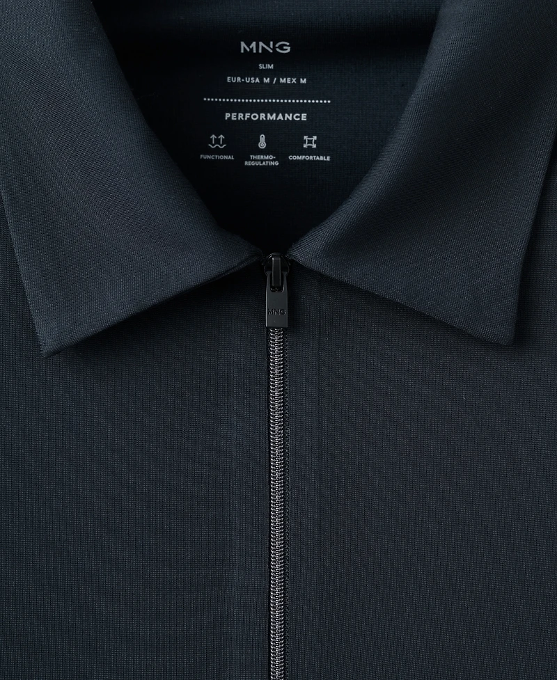 Mango Men's Comfort Stretch Zip Polo Shirt