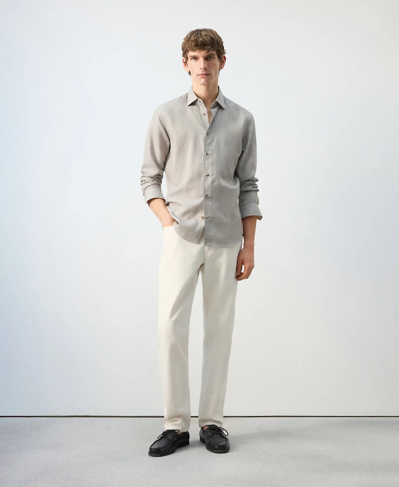 Mango Men's Lyocell Striped Regular-Fit Shirt