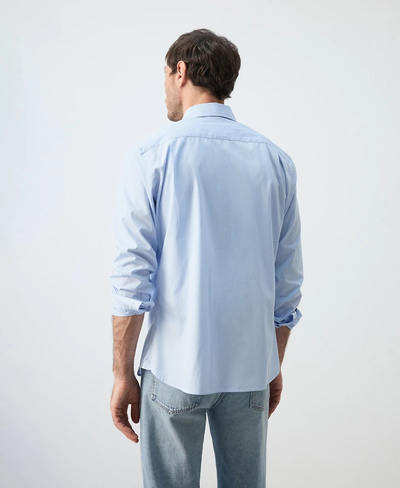Mango Men's Cotton Regular-Fit Striped Shirt