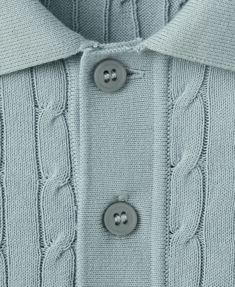 Mango Men's Cotton Braided Knitted Polo Shirt