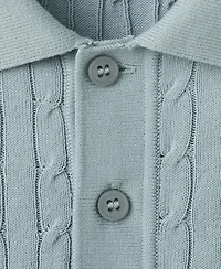 Mango Men's Cotton Braided Knitted Polo Shirt