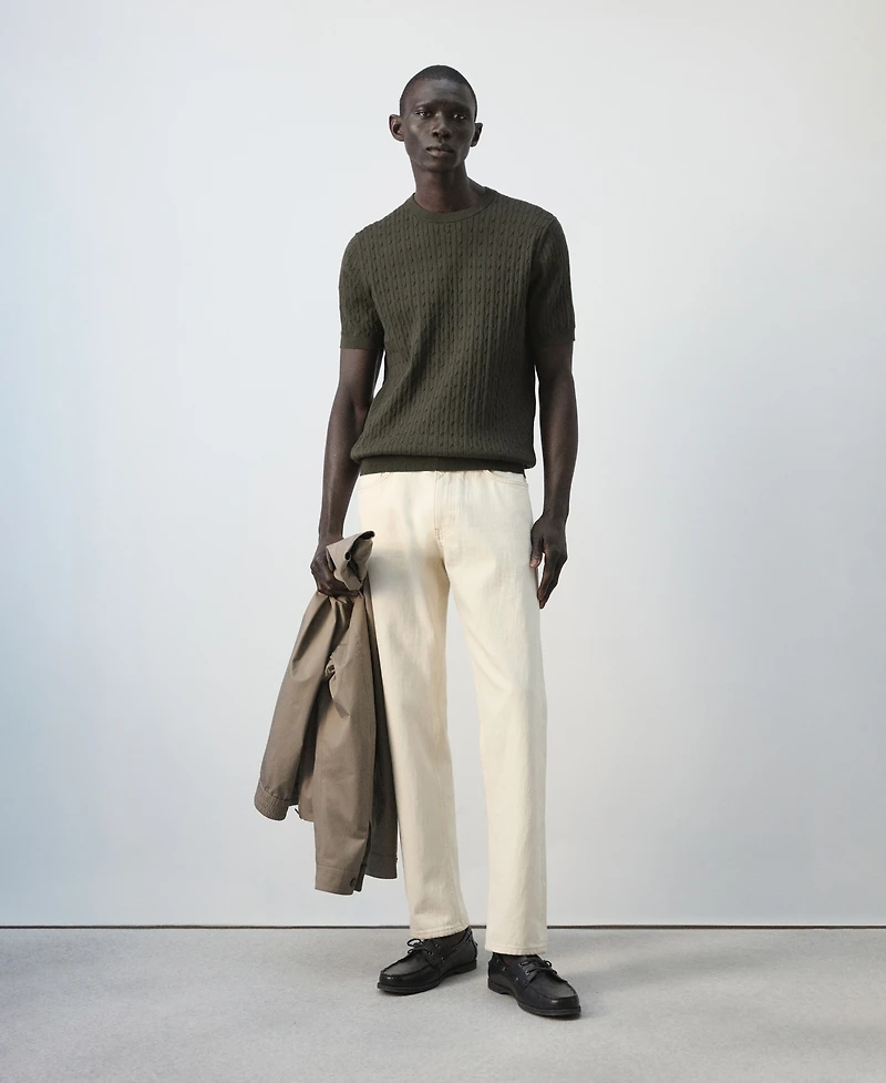 Mango Men's Cotton Cable-Knit T-Shirt