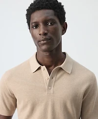 Mango Men's Microstructure Fine-Knit Polo Shirt