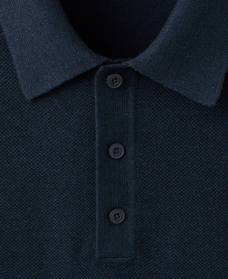 Mango Men's Microstructure Fine-Knit Polo Shirt