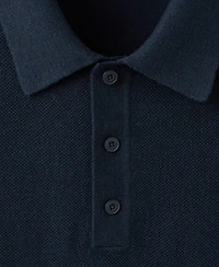 Mango Men's Microstructure Fine-Knit Polo Shirt