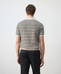 Mango Men's Cotton Striped Knit Polo Shirt