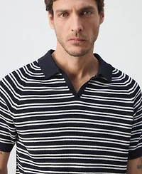 Mango Men's Cotton Striped Knit Polo Shirt