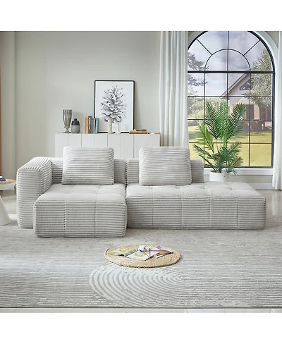 Streamdale Furniture L-Shape Modular Cloud Sectional Sofa with Chaise Lounge