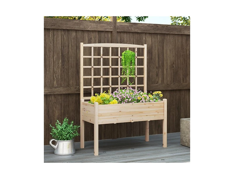 Slickblue Elevated Garden Planter with Lattice and Drainage