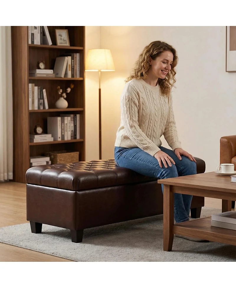 Streamdale Furniture Storage Ottoman Bench with Safety Hinges