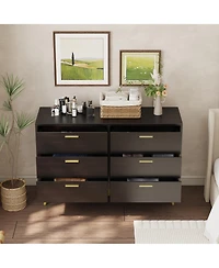 Famapy 6-Drawers Solid Wood Chest of Drawer Accent Storage Cabinet, Bedroom Dresser