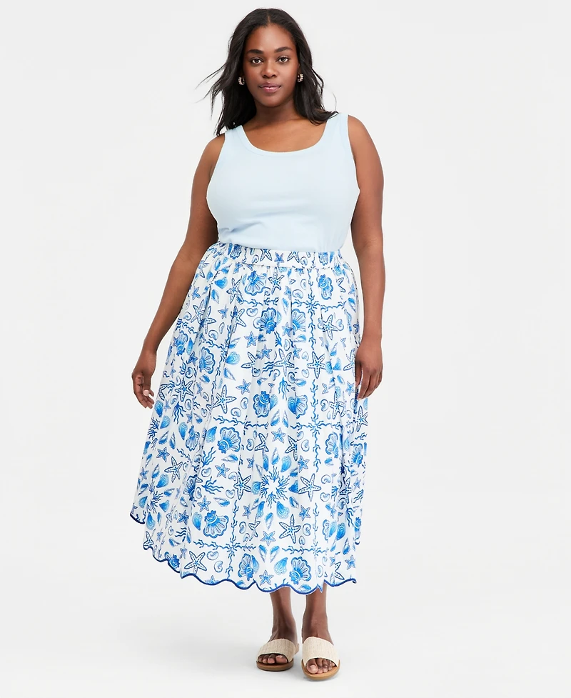 On 34th Plus Serene Shores Midi Skirt, Macy's Exclusive