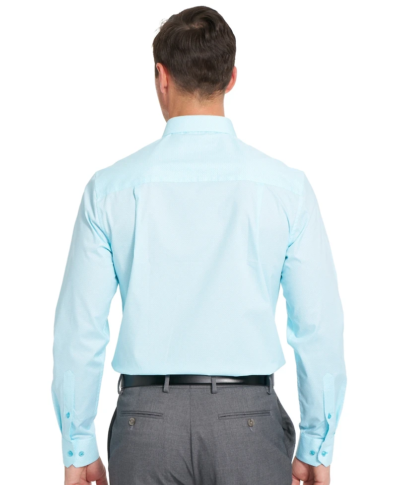 Nick Graham Men's Woven Tonal Dot Button-Front Dress Shirt