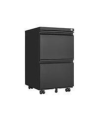 Clihome 2 Drawers Lock Metal Vertical Office File Cabient With Wheels Mobile