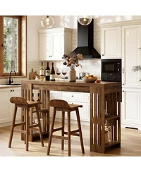 Tribesigns 63 Inch Bar Table, Wooden Bistro Table, Large Home Bar Unit with Wine Rack