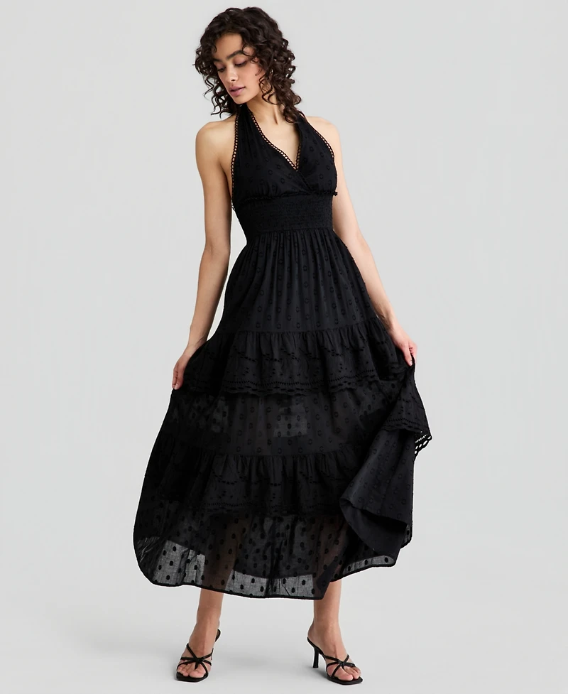 And Now This Women's Cotton Halter Tiered Maxi Dress, Macy's Exclusive