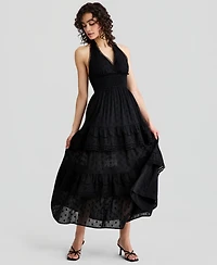 And Now This Women's Cotton Halter Tiered Maxi Dress, Macy's Exclusive