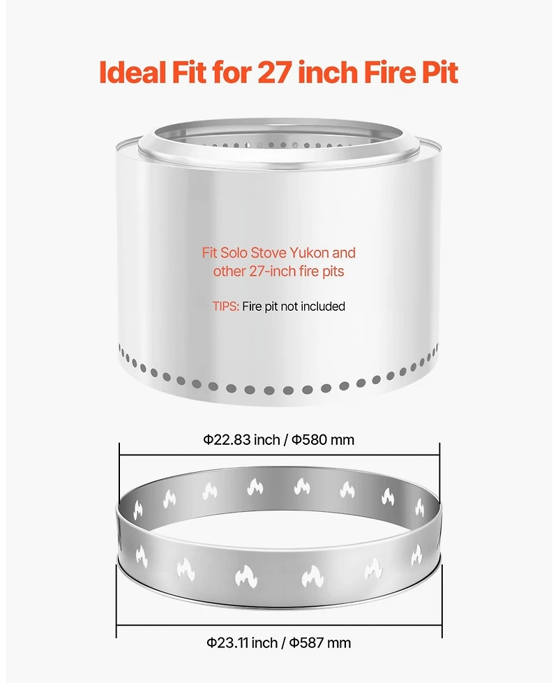 Ecooso Fire Pit Stand for Bonfire Stove, Stainless Steel Outdoor Support Ring
