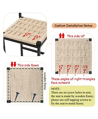 Rainsken Paper Rope Woven Bar Stools Set of 2, 25'' Counter Height Chairs with Back, Footrest for Kitchen Island, Home Pub