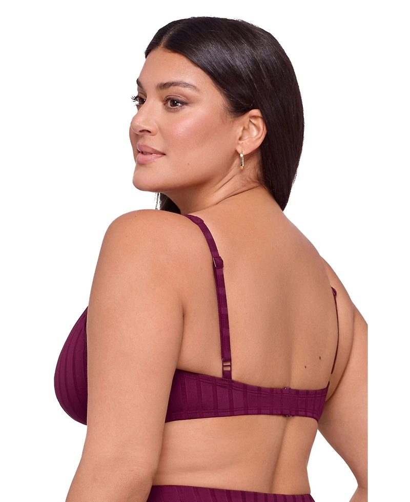 S3 Apparel Women's Supportive Wide Ribbed Tall Underwire Bikini Swimsuit Top