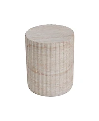 Streamdale Furniture Outdoor/Indoor Lightweight Concrete Side Table,Travertine Finish