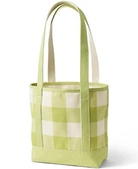 Lands' End Medium Print 5 Pocket Open Top Long Handle Canvas Tote Bag