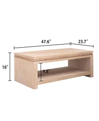 Streamdale Furniture Modern Wood Coffee Table - 47" Rectangular, Open Shelf