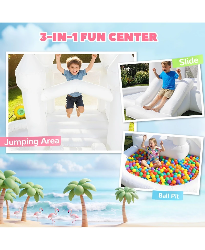 Qaba 3-in-1 Inflatable Bounce House with Slide and Ball Pit