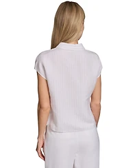 Calvin Klein Petite Short-Sleeve Collared Top