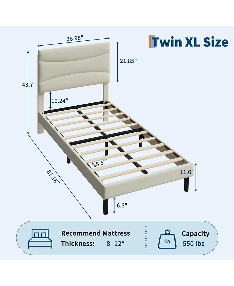 gaomon Twin Velvet Upholstered Bed Frame with Biscuit Tufted Storage Headboard & Drawer, Wood Slats Support, No Box Spring