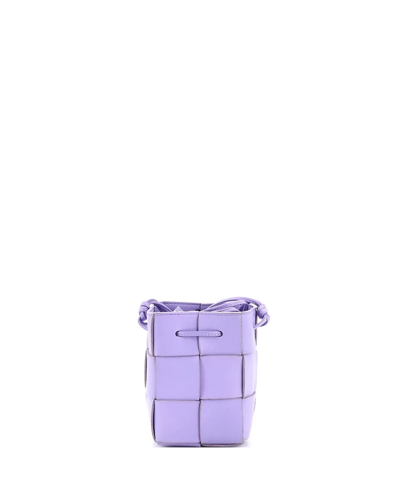 Pre-Owned Bottega Veneta Mini Cassette Bucket Bag Maxi Intrecciato Leather