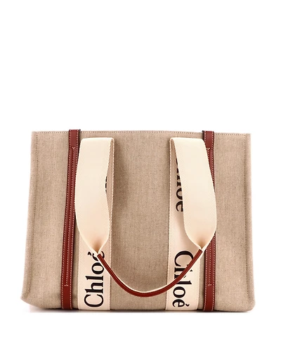 Pre-Owned Chloe Medium Woody Tote Canvas with Leather