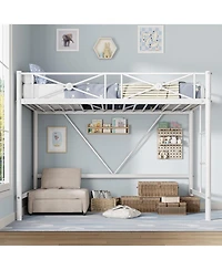 gaomon Twin Metal Loft Bed, Heavy-Duty Steel Frame with Safety Guardrails