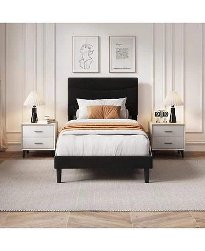 gaomon Twin Metal Platform Bed Frame with Victorian Style Headboard & Footboard, Wrought Iron Design, Underbed Storage