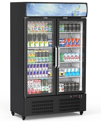gaomon Commercial Refrigerators, 25.3 Cu.Ft. Upright Display Fridge, Beverage Cooler with Led Light, Adjustable Shelves