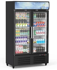 gaomon Commercial Refrigerators, 25.3 Cu.Ft. Upright Display Fridge, Beverage Cooler with Led Light, Adjustable Shelves
