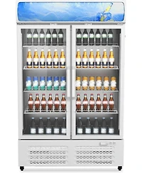 gaomon Commercial Refrigerators, 25.3 Cu.Ft. Upright Display Fridge, Beverage Cooler with Led Light, Adjustable Shelves