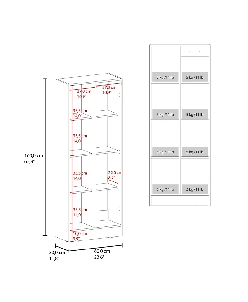 Fm Furniture Phantom Kitchen Pantry Cabinet with 3 Closed and 3 Open Compartments for Storage