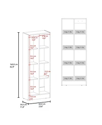 Fm Furniture Phantom Kitchen Pantry Cabinet with 3 Closed and 3 Open Compartments for Storage