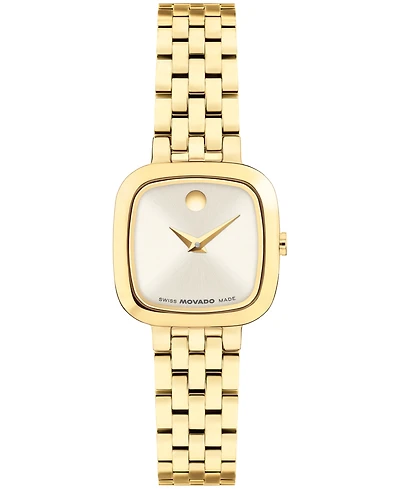 Movado Women's Museum Classic Cushion Swiss Quartz Light Yellow Pvd Steel Watch, 22mm