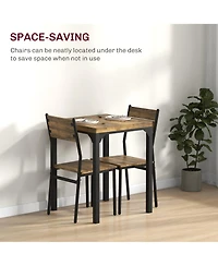 Industrial Contemporary Compact Breakfast Nook 3pc Table and Chairs Set