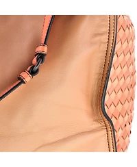 Pre-Owned Bottega Veneta Palio Fold Over Tote Colorblock Nappa Leather With Intrecciato Detail