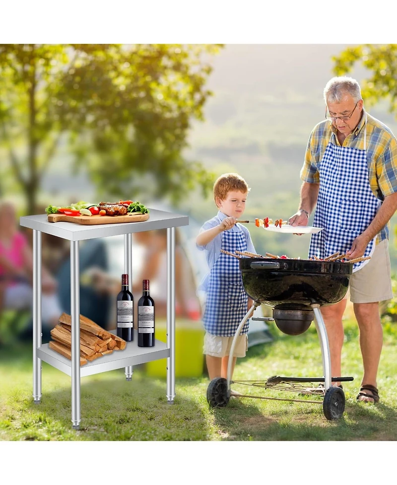 gaomon Stainless Steel Work Table 18x24x35 Inches with Adjustable Leveling Feet, Commercial Heavy Duty Kitchen Prep Table