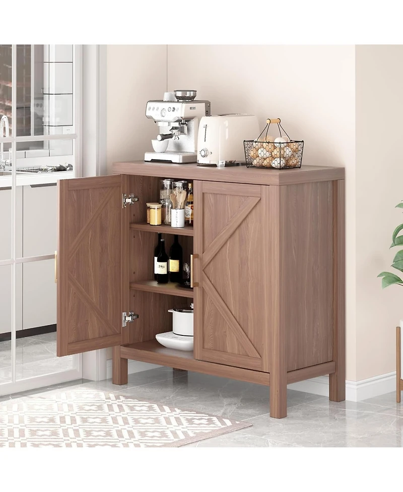 gaomon Farmhouse Oak Sideboard Buffet Cabinet - x-Shaped Door Kitchen Storage Cabinet with Adjustable Shelves for Hallway Entry Living Room